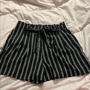 DR2 Black Shorts with White Vertical Stripes